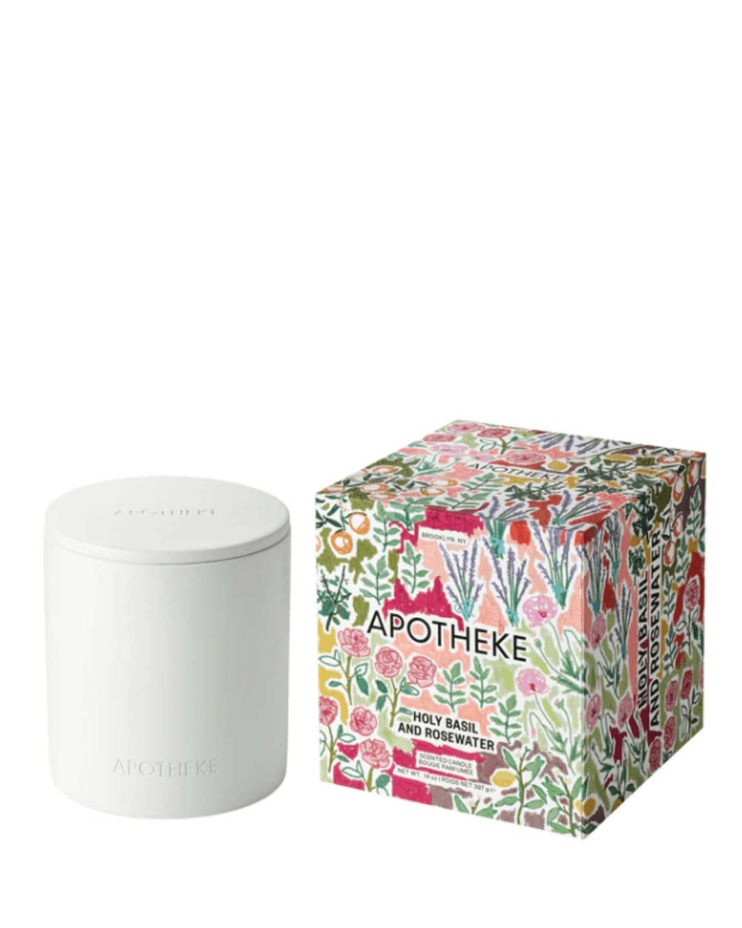 Apotheke Holy Basil and Rosewater 2-Wick Concrete Candle, perfect for a grounding routine.