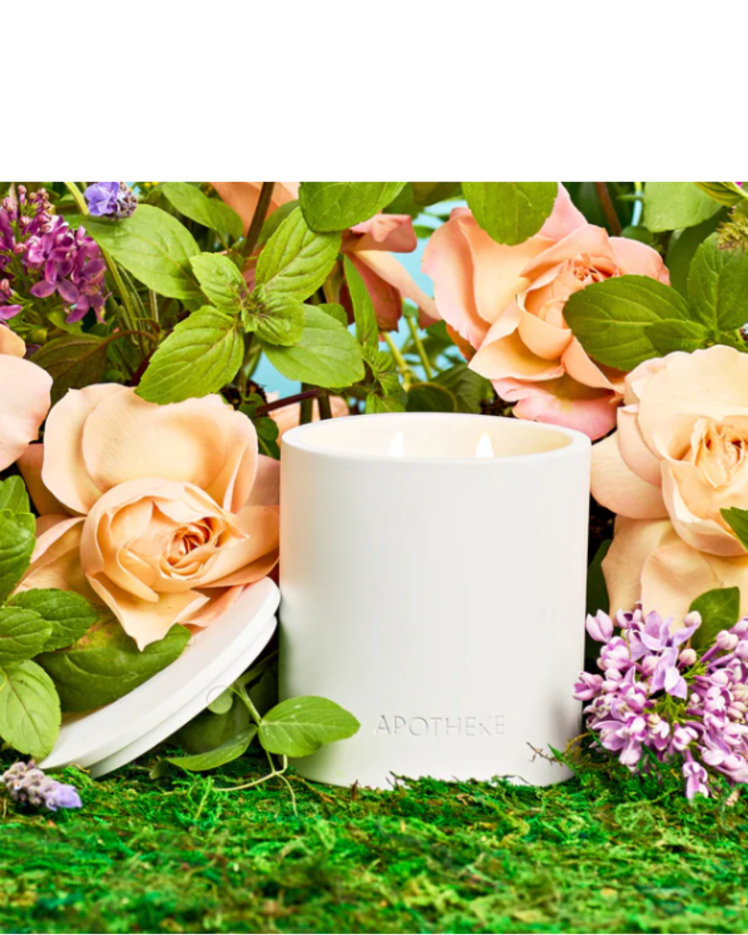 Apotheke Holy Basil and Rosewater 2-Wick Concrete Candle, perfect for a grounding routine.