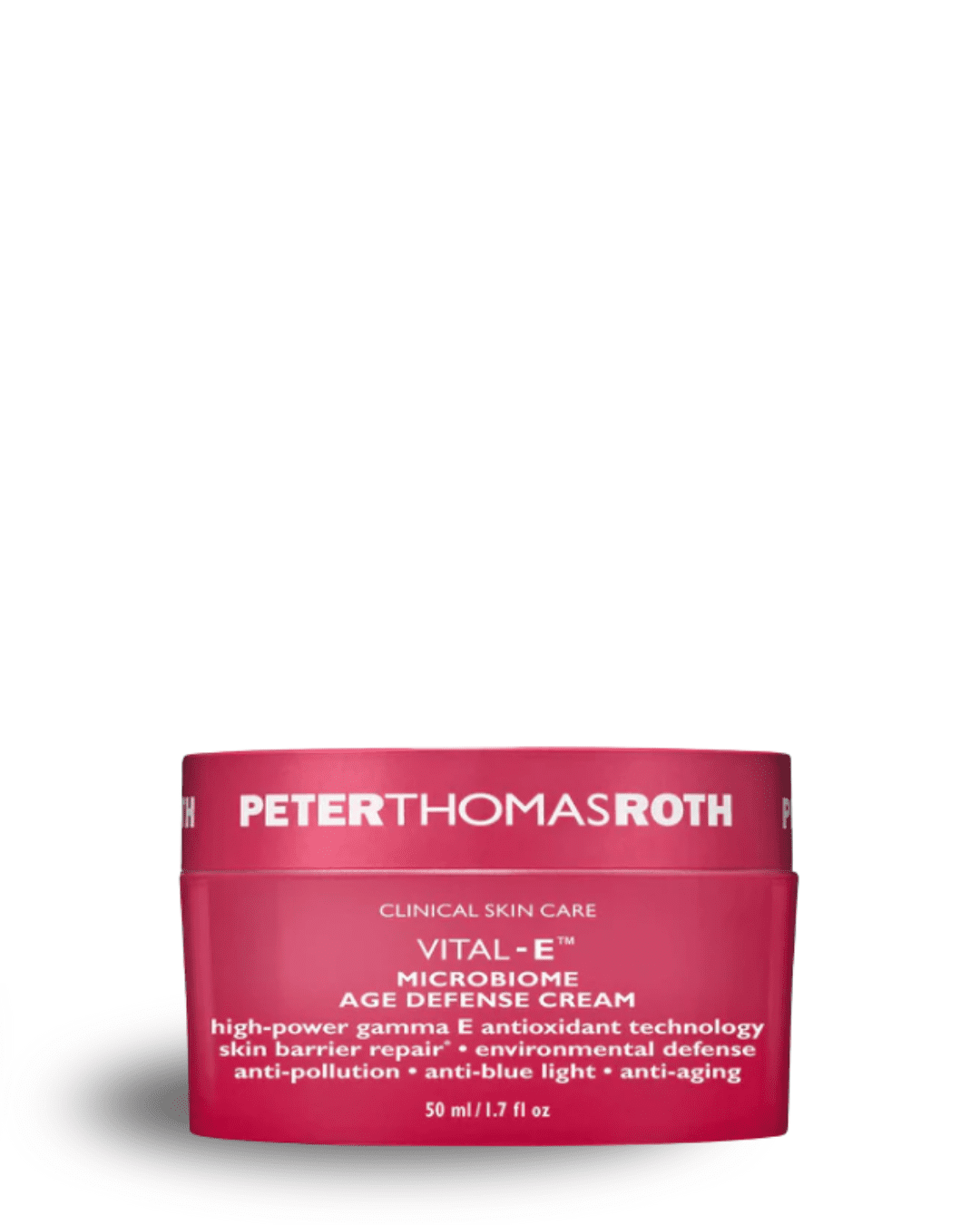 Peter Thomas Roth Vital-E Microbiome Age Defense Cream part of a beauty routine.
