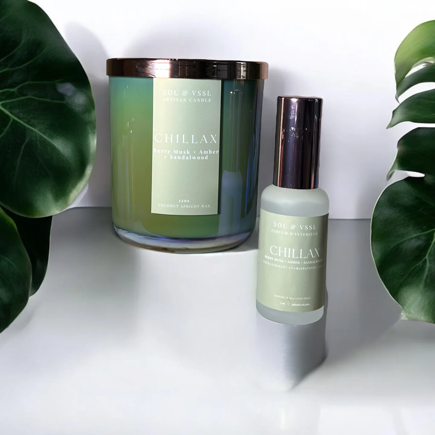 Sol & VSSL Chillax Luxe Candle Interior Fragrance Mist Set