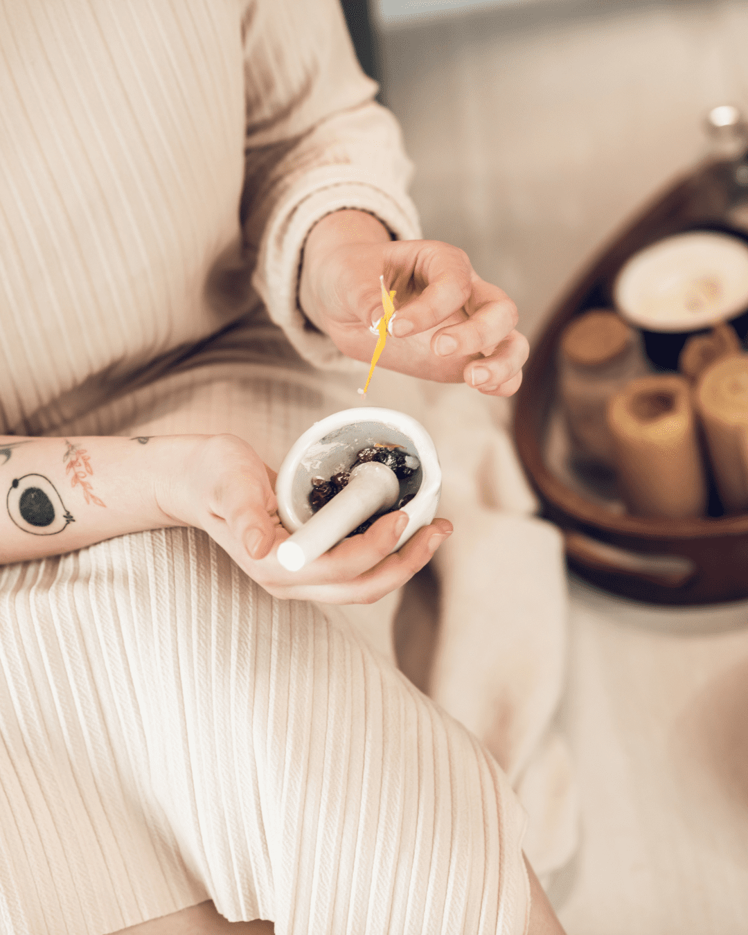 Ayurvedic Therapist Preparing Medicine, this ingredient may be in an ayurvedic skincare product.