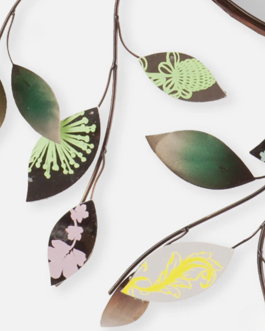 Detailed view of SEI Millara mirror’s metallic leaf frame, styled for positive home energy and eclectic decor