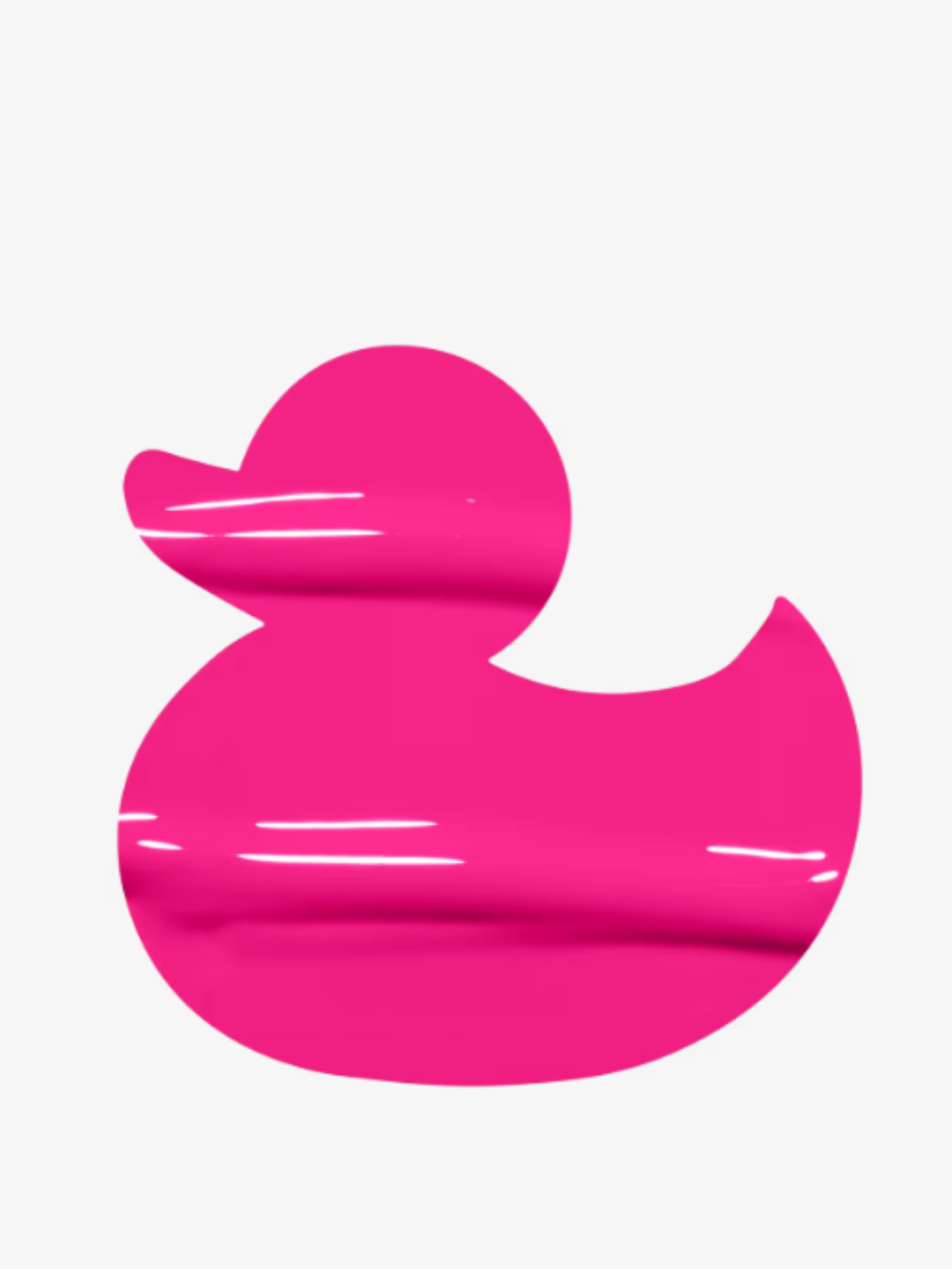 NYX Professional Makeup Duck Plump High Pigment Lip Plumping Gloss in the shade 'Bubblegum Bae" swatch inside the shape of a duck.