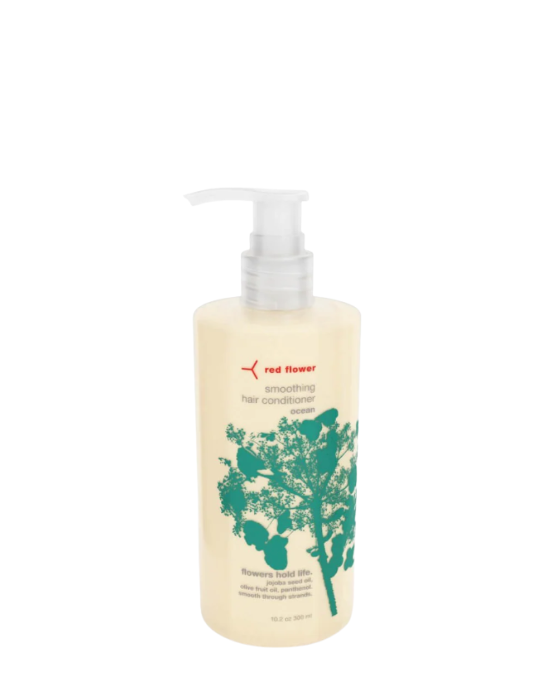 Red Flower conditioner bottle formulated with botanical ingredients for hair softness and scalp balance