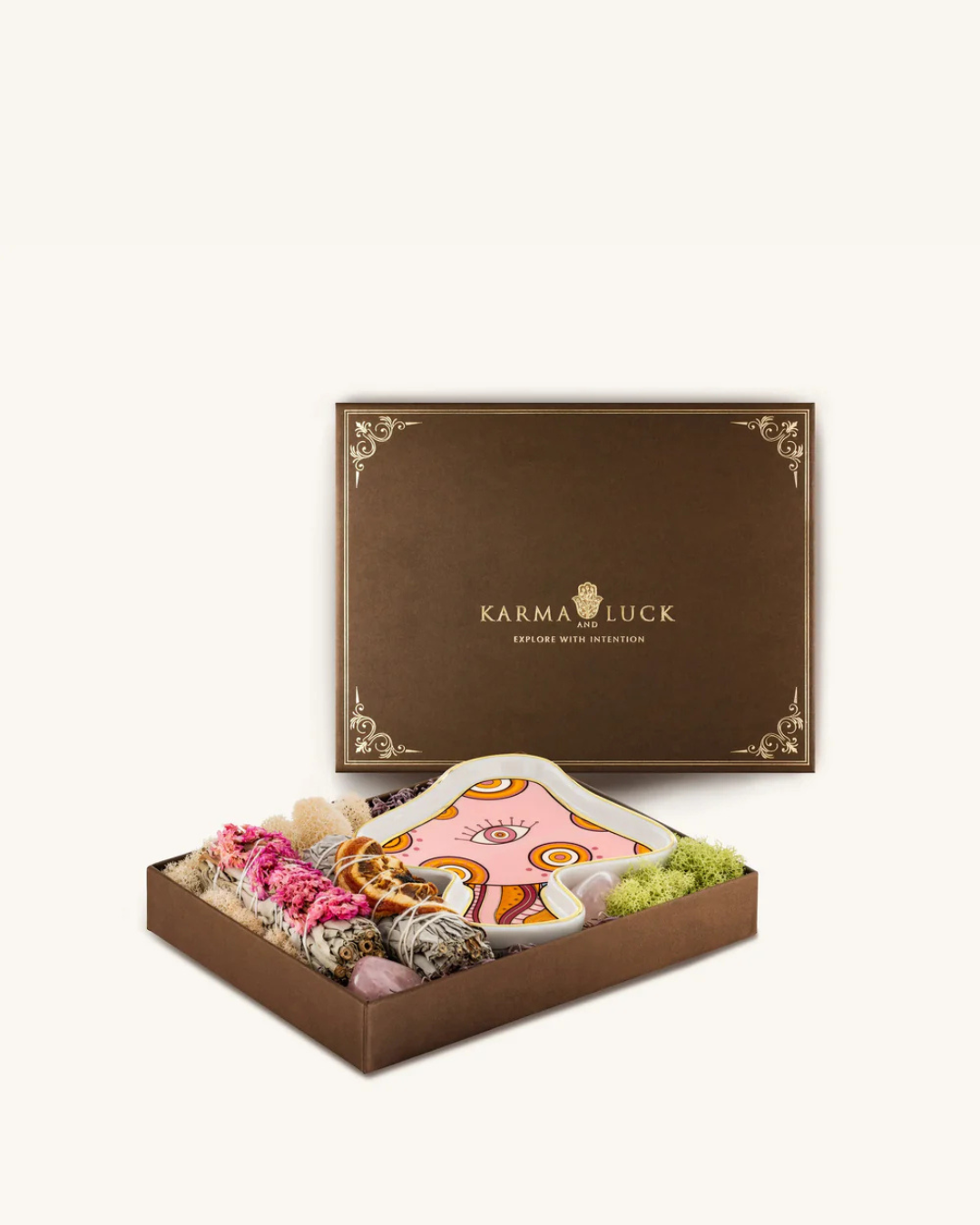 Inspired Joy Pink Mushroom Sage Box with sculpted lid, styled to invite positivity into your home