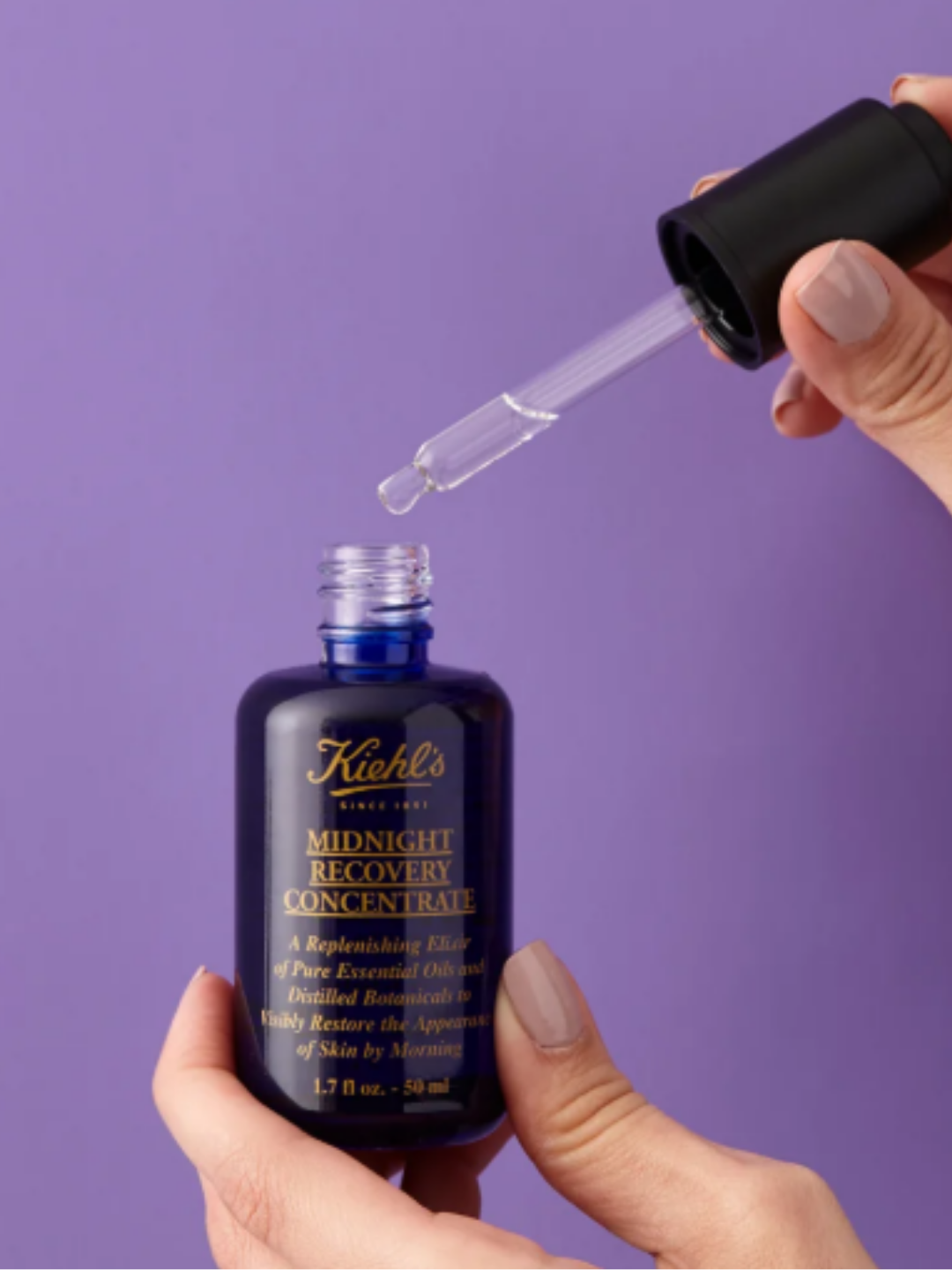 Kiehl’s Midnight Recovery Concentrate made with lavender essential oil.