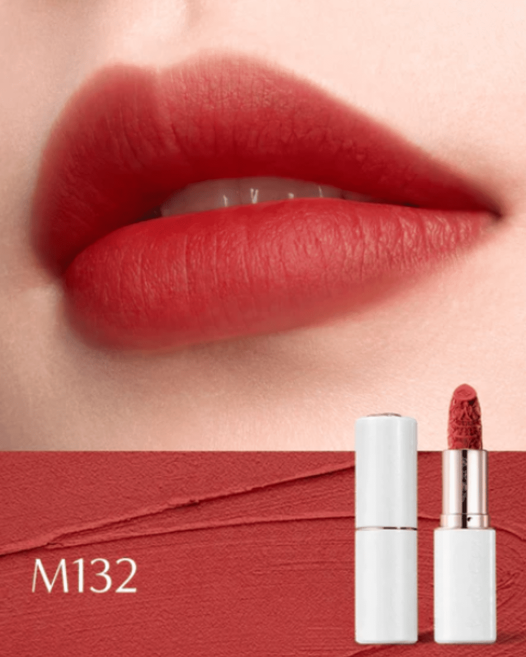 Florasis lipstick shade M132 Beauty Smile swatched on lips