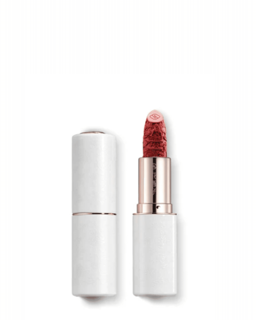Florasis lipstick shade M212 Persimmon Red in Blooming Rouge tube