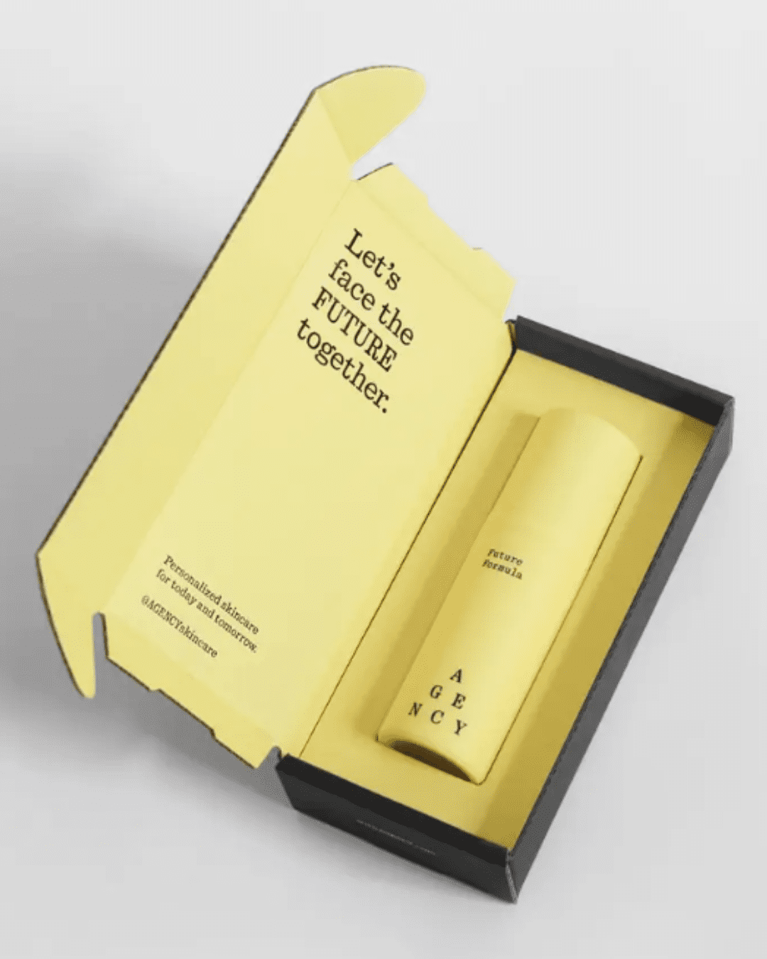 Agency Skincare Future Formula anti-aging moisturizer displayed inside its box on a flat white surface with a white background, showing product packaging and presentation.