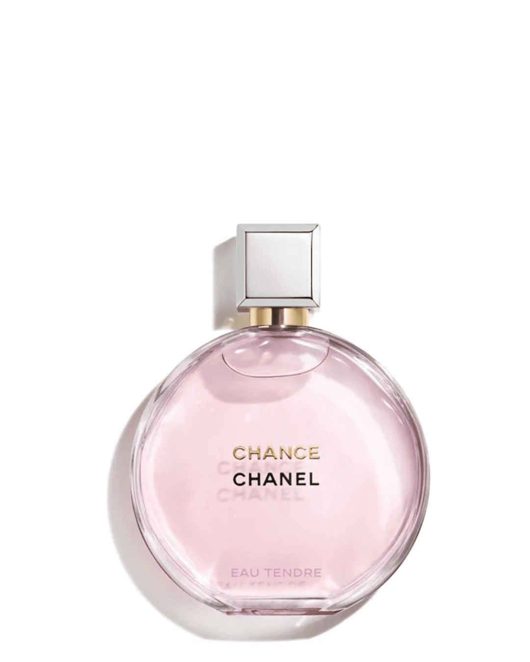 Chanel Chance Eau Tendre bottle against a white background, a soft and floral fragrance ideal for layering with ice cream perfumes.