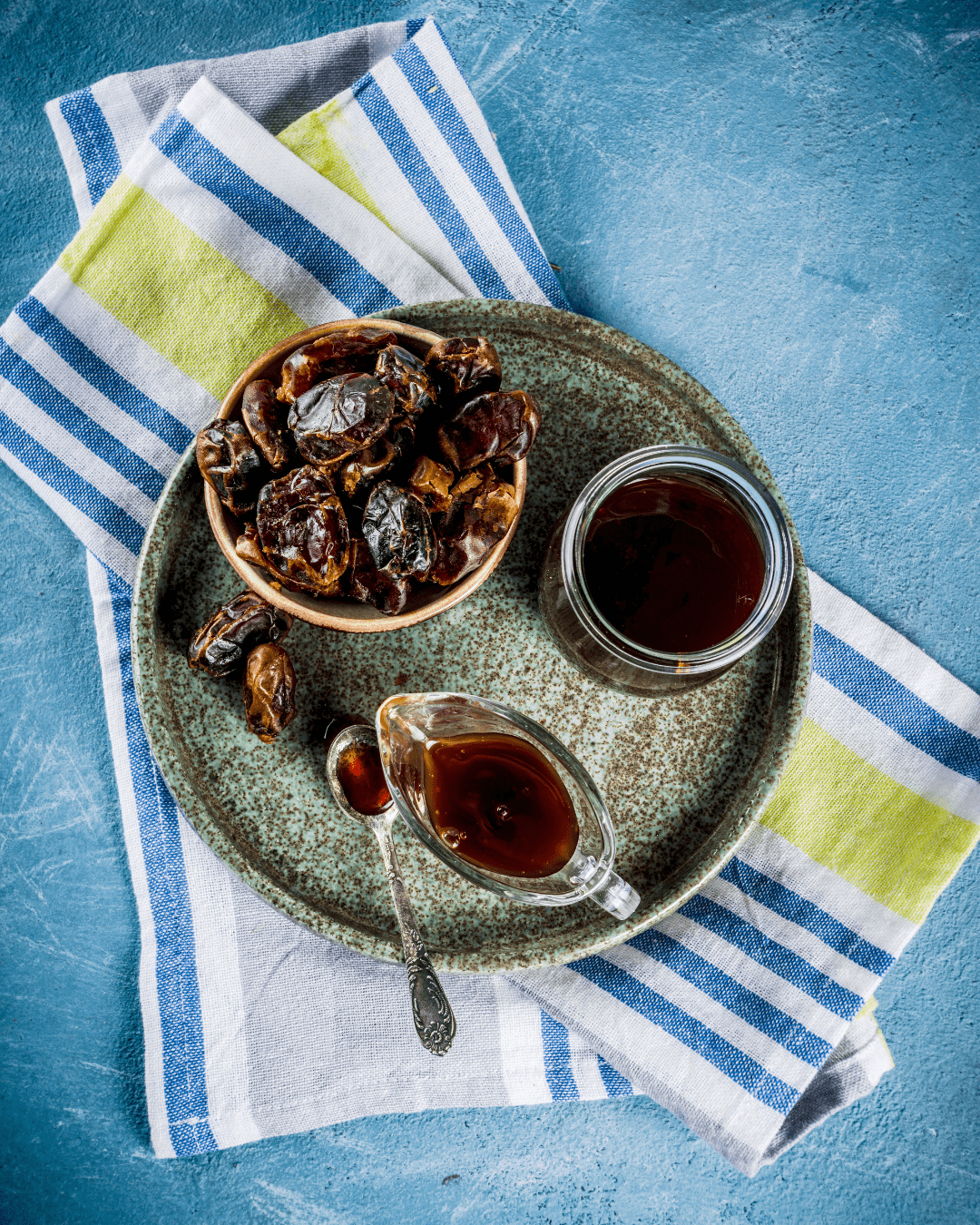 Organic date honey on a platter