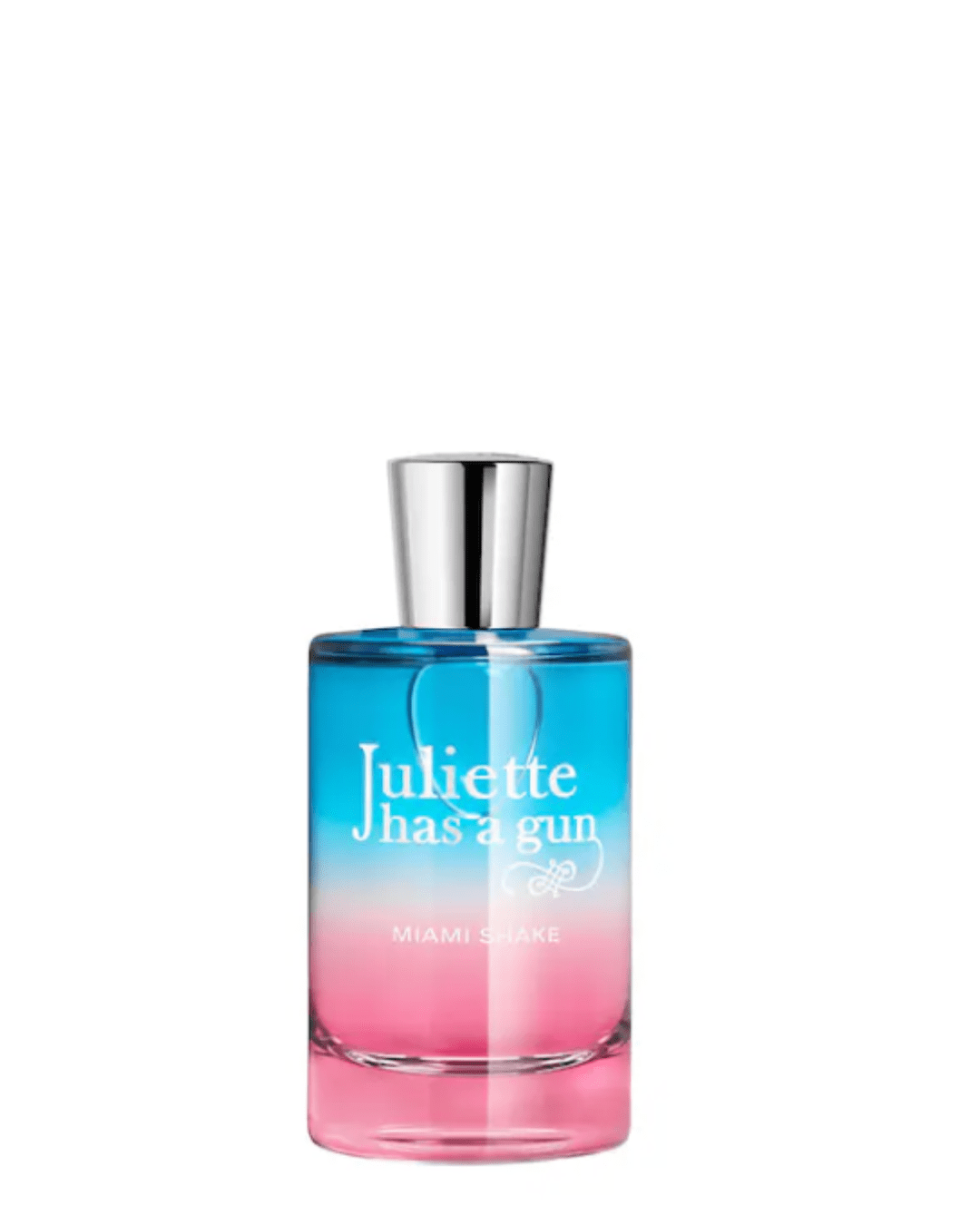 Miami Shake by Juliette Has a Gun on a white background, highlighting this sweet and creamy ice cream perfume.