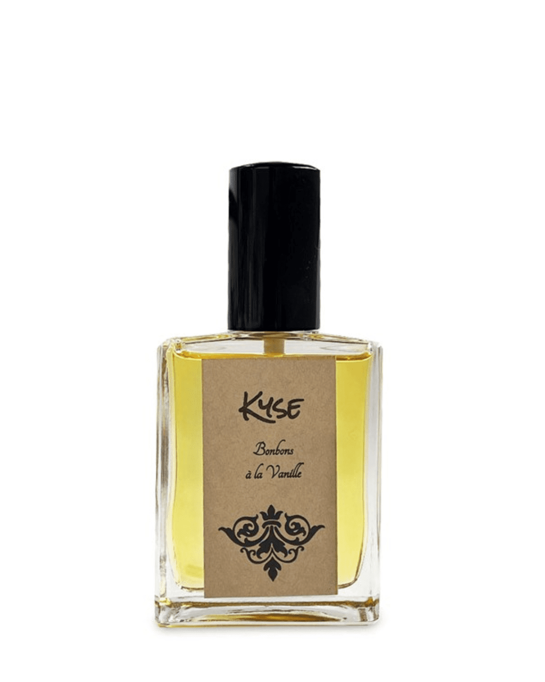 Bonbons a la Vanille Kyse Perfume bottle, a gourmand fragrance inspired by soft sweetness, captured as one of the cozy cupcake-inspired perfumes.