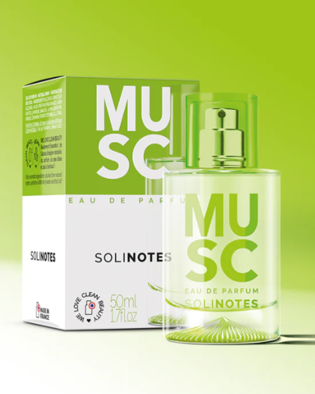 SOLINOTES perfume with green packaging against a matching background, a fresh twist within the world of cupcake-inspired perfumes.