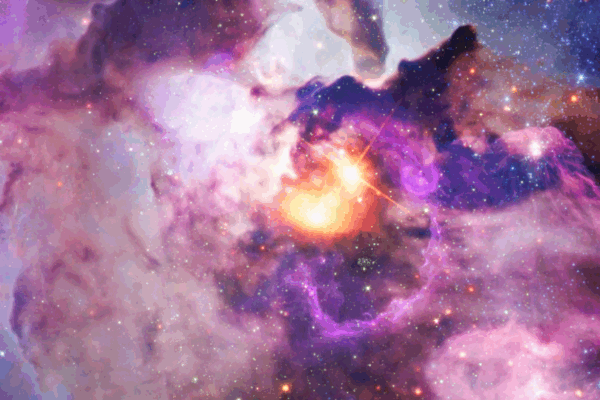 Abstract purple themed image of nebulas and stars featured image for the Sparkle Mat Red Light and PEMF Therapy blog post.
