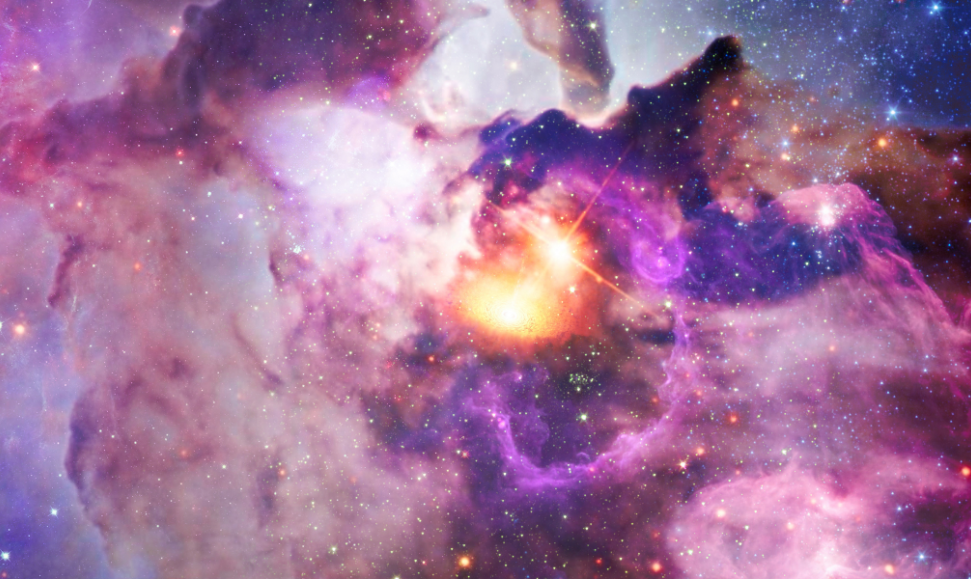 Abstract purple themed image of nebulas and stars featured image for the Sparkle Mat Red Light and PEMF Therapy blog post.