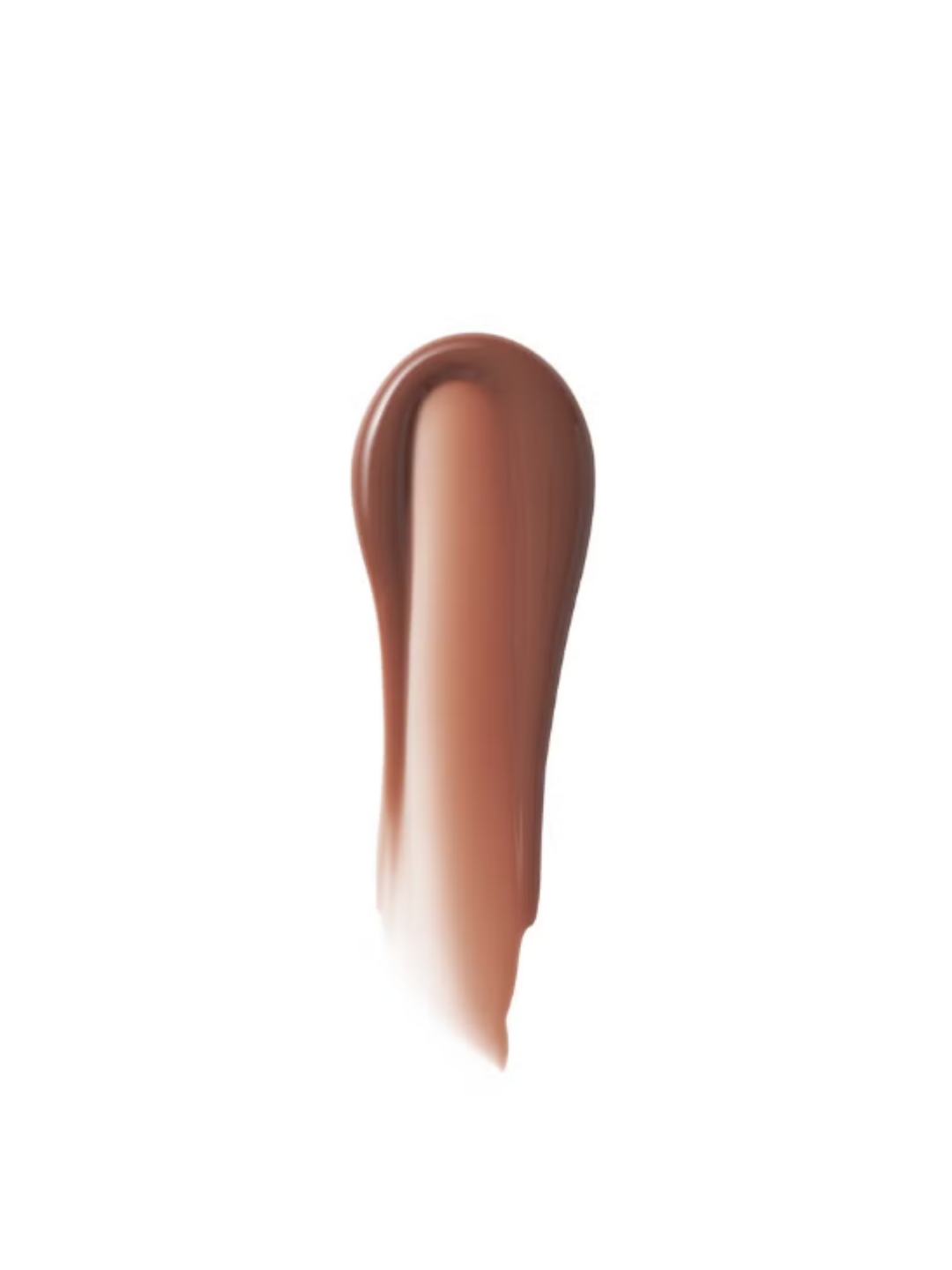 Swatch of the e.l.f Cosmetics Glow Reviver Lip Oil in the shade Honey Talks on a white background, showing its glossy brown tint and smooth texture; clean beauty product photography.