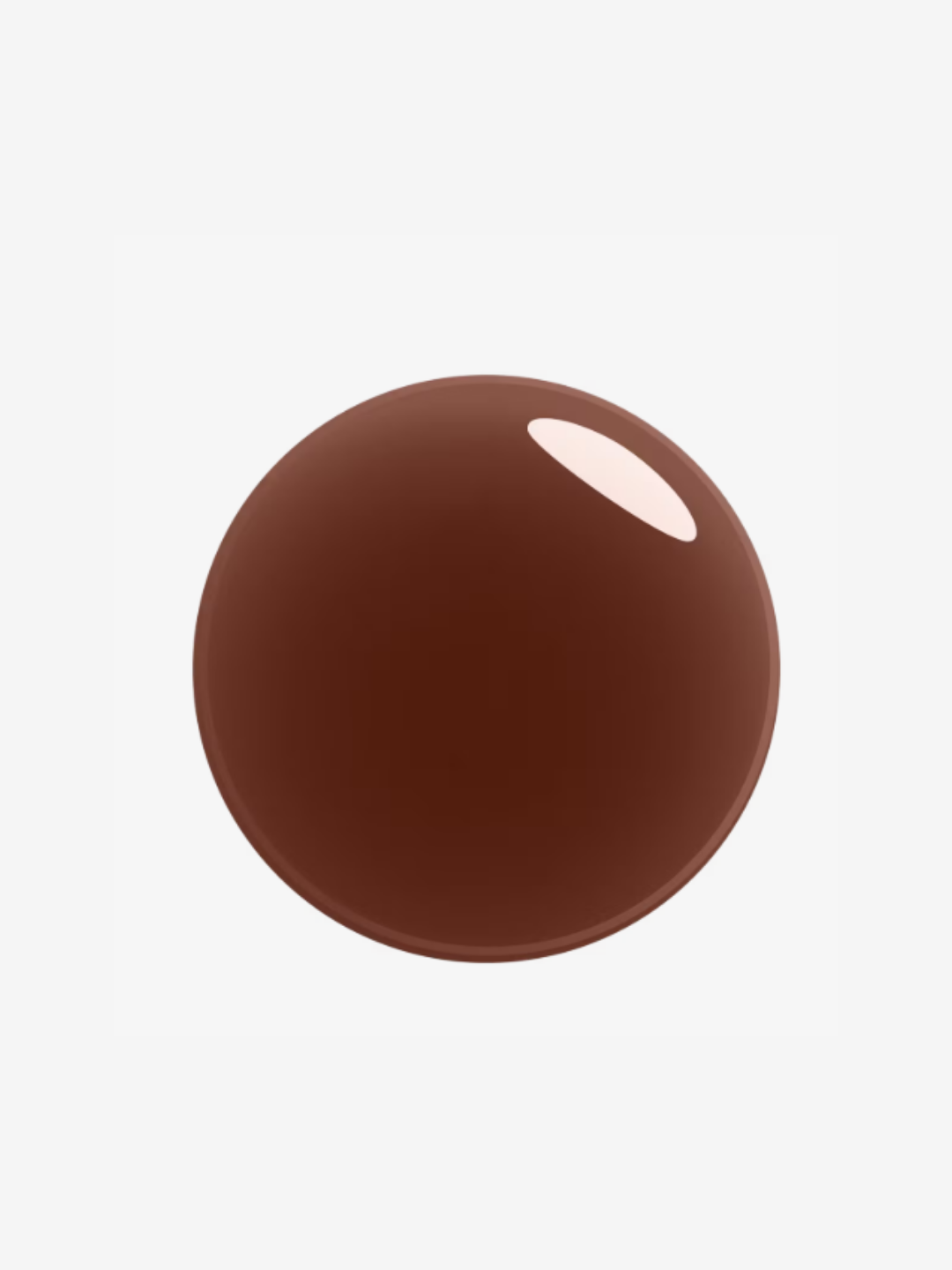 Close-up of a circular drop of NYX Fat Oil Lip Drip in the shade "Living the Cream" on a white background, showing its high shine glossy finish and smooth texture; beauty product swatch.