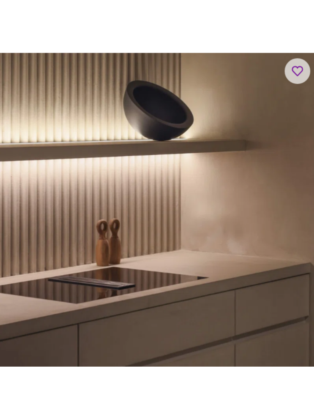 White LED lighting for underneath shelves for a soft low light look in your bathroom.