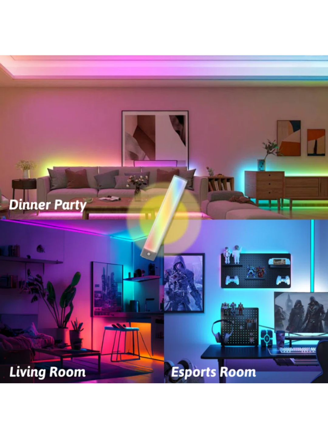 Multi-colored LED lighting for a myriad of color options for your bathroom.