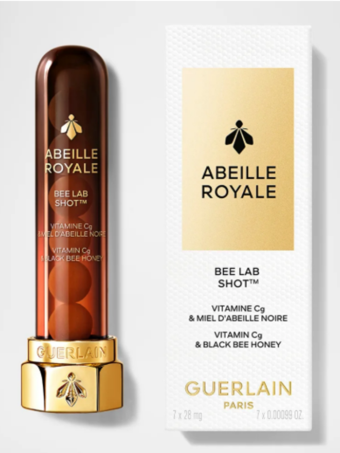 Guerlain Abeille Royale Bee Lab Shot 20% Vitamin C Treatment. This product has ascorbic acid in it.