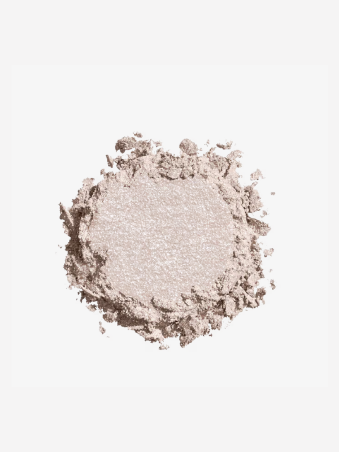 Urban Decay 24/7 Moondust Glitter Eyeshadow single shown crushed around the edges on an off-white background to display its texture and shimmer for beauty lovers.